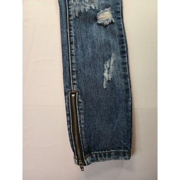 ONE X ONE TEASPOON FREEBIRD Skinny ZIPPER Ankle Jeans Distressed Ripped Size 22 - Picture 2 of 14
